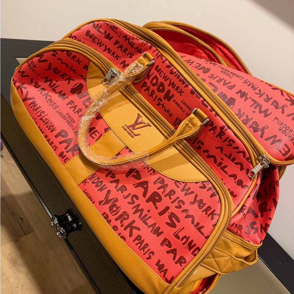 Louis Vuitton Red & Tan Graffiti Canvas Travel Bag